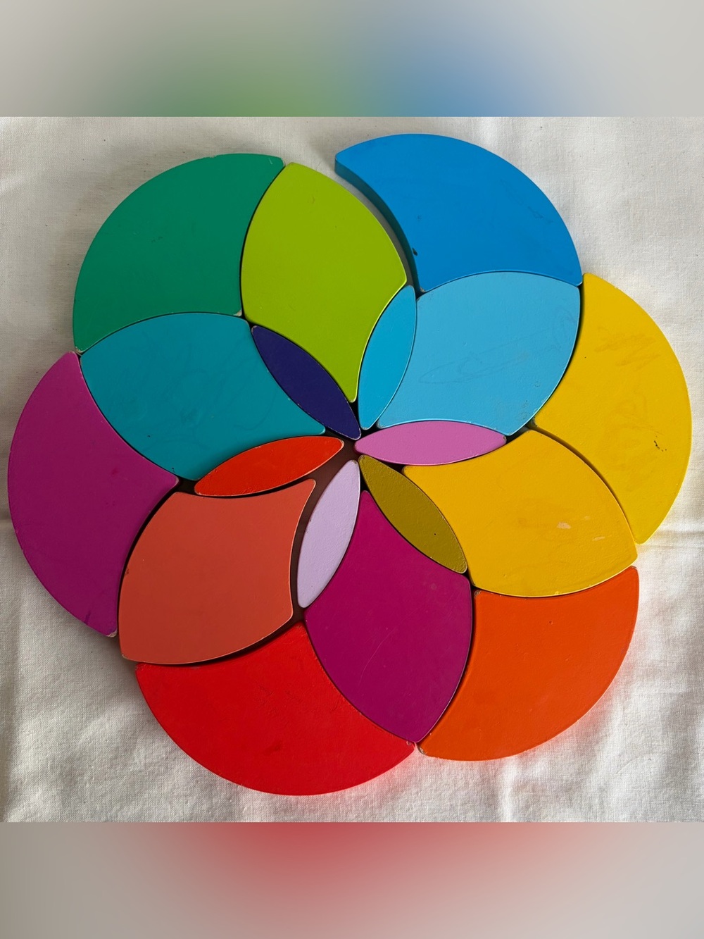 Classic Wood Brand Rainbow Color Wheel Montessori Puzzle Toy - Picture 6 of 12